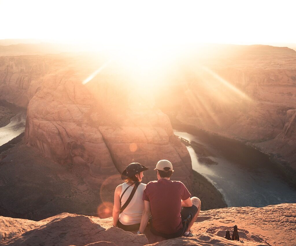 couple, canyon, sunrise, nature, hikers, hiking, travel, man, woman, sunlight, sunshine, horseshoe bend, arizona, couple, couple, couple, hiking, hiking, hiking, travel, travel, travel, travel, travel, sunshine, sunshine, sunshine, arizona